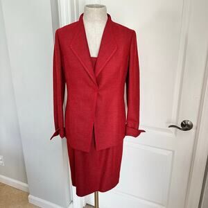 AKRIS Silk/Wool Blend Red Dress Suit Sz 6